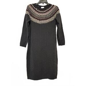 Women's‎ sz S J Jill grey cotton sweater dress decorative neck #1256